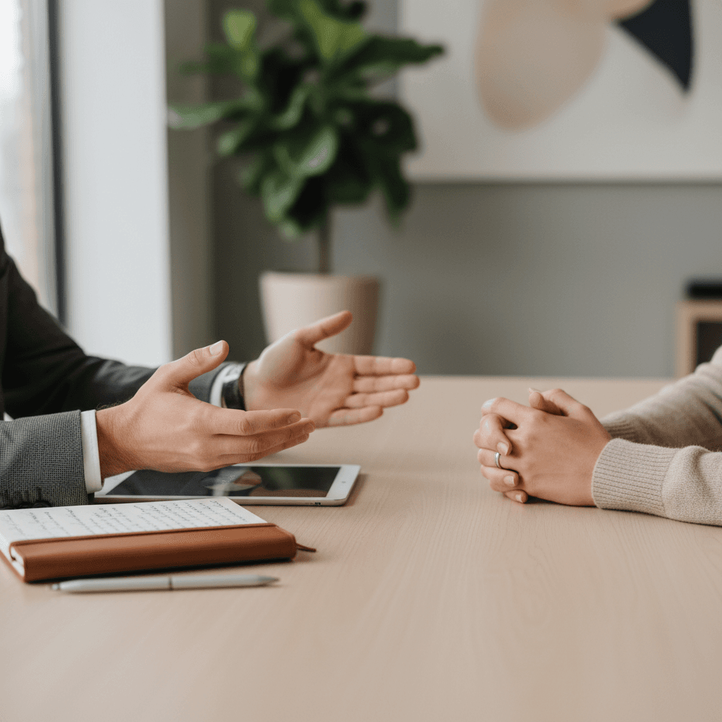 Mentor and student in professional career development conversation