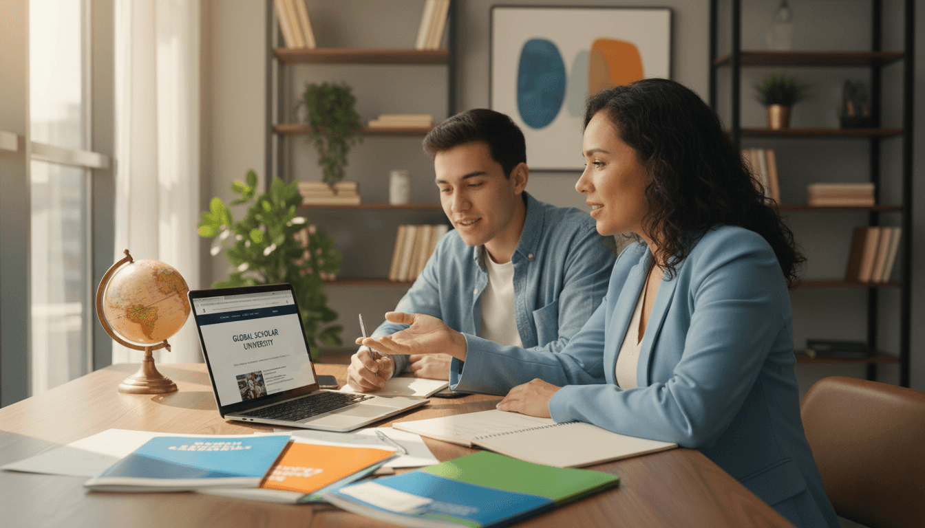 Education advisor providing support guidance to international student